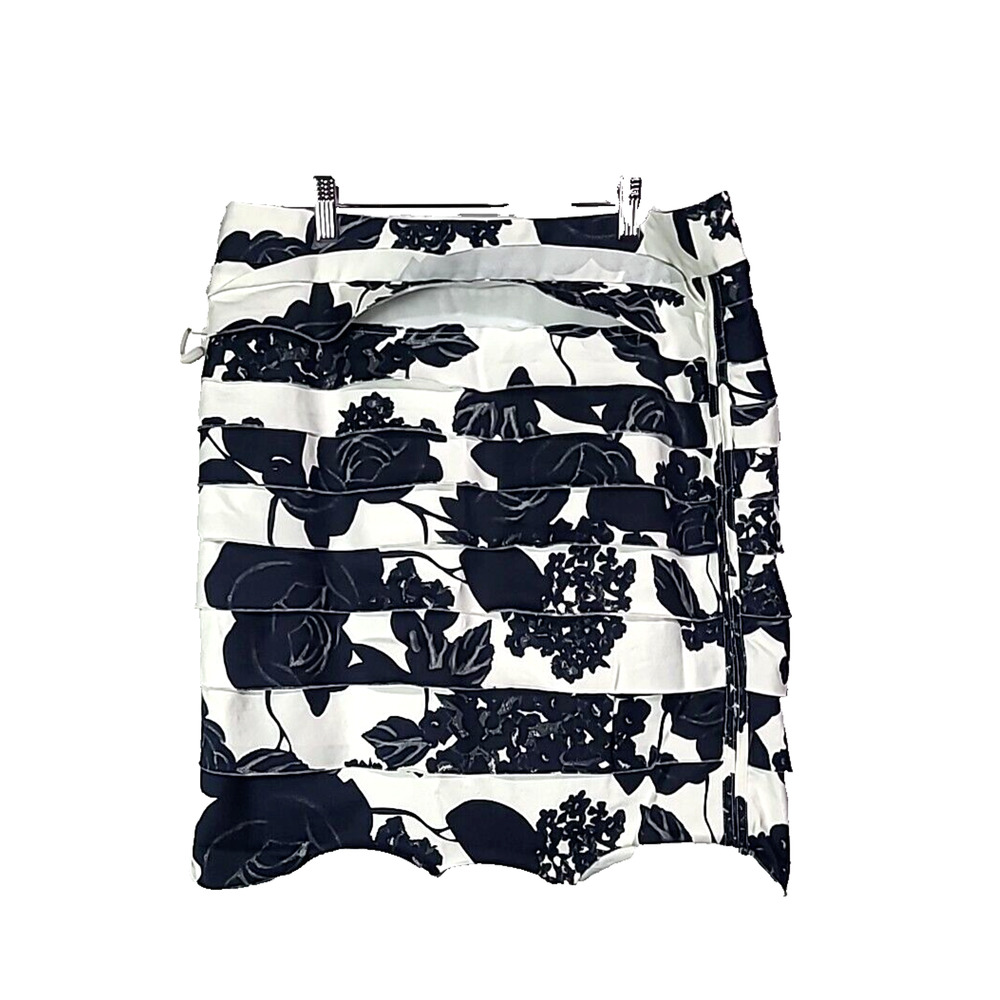 White House Black Market White Floral Layered Straight Pencil Skirt Womans SZ 14